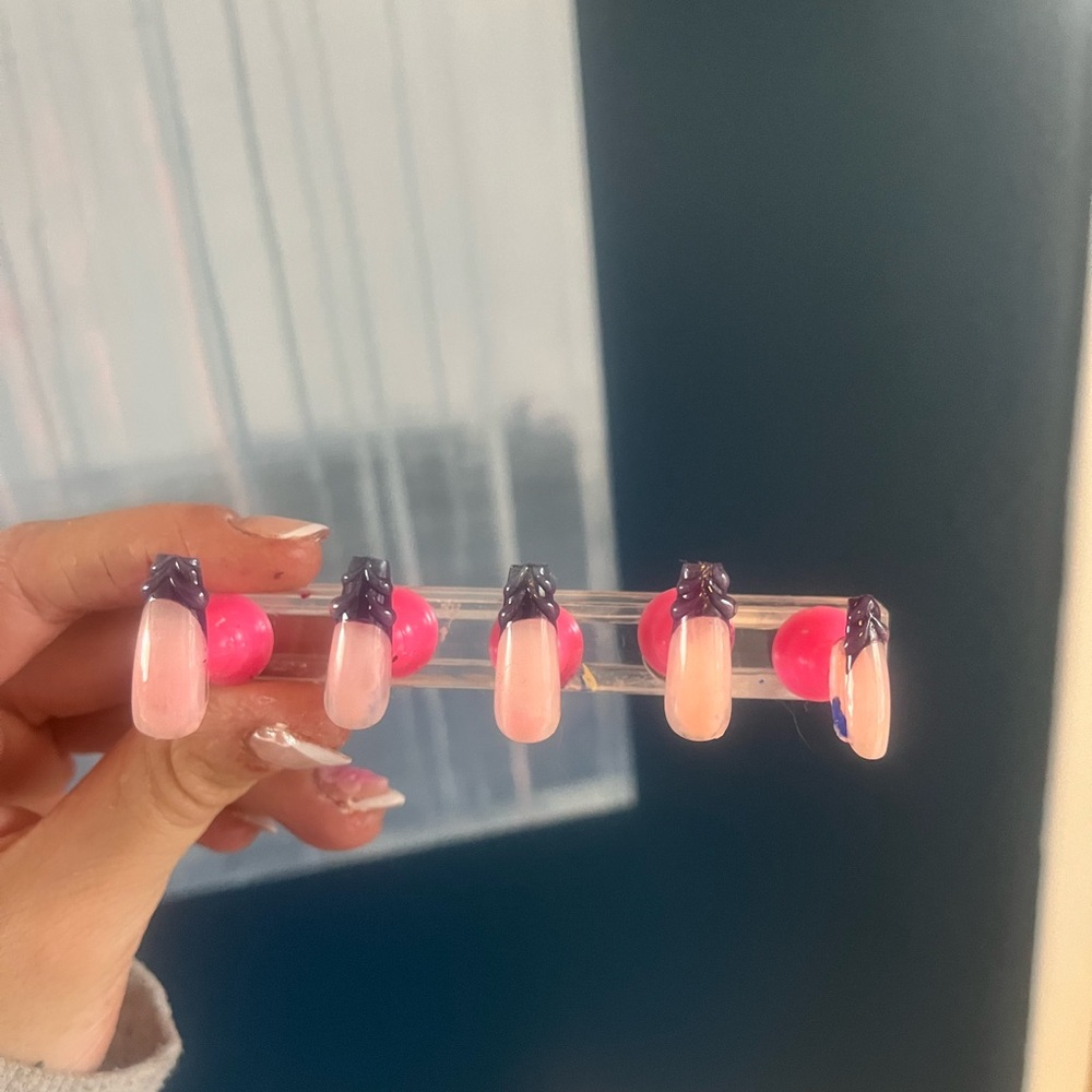 Purple Nail Tips with 3d gel